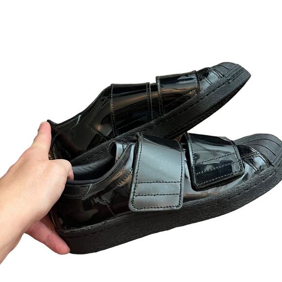 Adidas Superstar 80s CF Patent Leather Sneakers Triple Black Size 5 RARE! Y2K - Picture 7 of 13